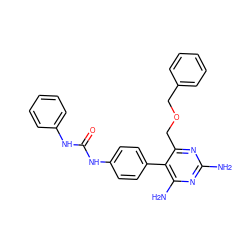 Nc1nc(N)c(-c2ccc(NC(=O)Nc3ccccc3)cc2)c(COCc2ccccc2)n1 ZINC000014970747