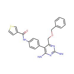 Nc1nc(N)c(-c2ccc(NC(=O)c3ccsc3)cc2)c(COCc2ccccc2)n1 ZINC000014970721