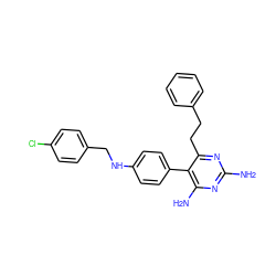 Nc1nc(N)c(-c2ccc(NCc3ccc(Cl)cc3)cc2)c(CCc2ccccc2)n1 ZINC000013686036