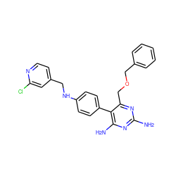 Nc1nc(N)c(-c2ccc(NCc3ccnc(Cl)c3)cc2)c(COCc2ccccc2)n1 ZINC000013685995