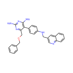 Nc1nc(N)c(-c2ccc(NCc3cnc4ccccc4c3)cc2)c(COCc2ccccc2)n1 ZINC000013686032