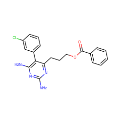 Nc1nc(N)c(-c2cccc(Cl)c2)c(CCCOC(=O)c2ccccc2)n1 ZINC000013559296