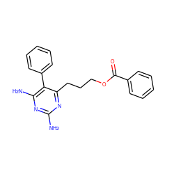 Nc1nc(N)c(-c2ccccc2)c(CCCOC(=O)c2ccccc2)n1 ZINC000013559295