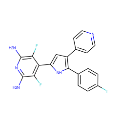 Nc1nc(N)c(F)c(-c2cc(-c3ccncc3)c(-c3ccc(F)cc3)[nH]2)c1F ZINC000013445011