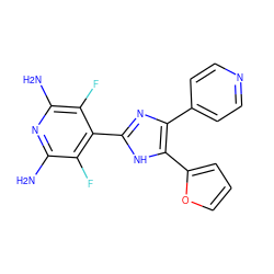 Nc1nc(N)c(F)c(-c2nc(-c3ccncc3)c(-c3ccco3)[nH]2)c1F ZINC000012365479