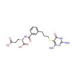 Nc1nc(N)c(SCCCc2cccc(C(=O)N[C@@H](CCC(=O)O)C(=O)O)c2)c(=O)[nH]1 ZINC000008536419