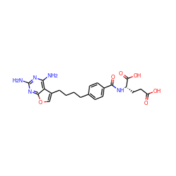 Nc1nc(N)c2c(CCCCc3ccc(C(=O)N[C@@H](CCC(=O)O)C(=O)O)cc3)coc2n1 ZINC000013671589