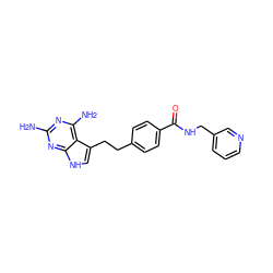 Nc1nc(N)c2c(CCc3ccc(C(=O)NCc4cccnc4)cc3)c[nH]c2n1 ZINC000072108158