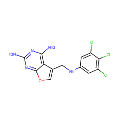 Nc1nc(N)c2c(CNc3cc(Cl)c(Cl)c(Cl)c3)coc2n1 ZINC000005973834