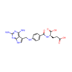 Nc1nc(N)c2c(CNc3ccc(C(=O)N[C@H](CCC(=O)O)C(=O)O)cc3)c[nH]c2n1 ZINC000008602412