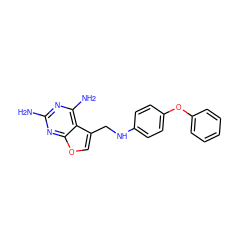 Nc1nc(N)c2c(CNc3ccc(Oc4ccccc4)cc3)coc2n1 ZINC000005939140