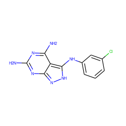 Nc1nc(N)c2c(Nc3cccc(Cl)c3)[nH]nc2n1 ZINC000003815310