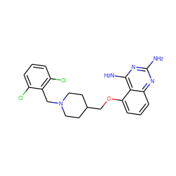 Nc1nc(N)c2c(OCC3CCN(Cc4c(Cl)cccc4Cl)CC3)cccc2n1 ZINC000118210078