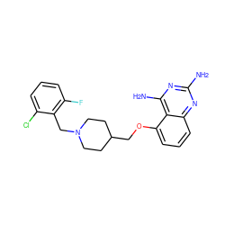 Nc1nc(N)c2c(OCC3CCN(Cc4c(F)cccc4Cl)CC3)cccc2n1 ZINC000118208274