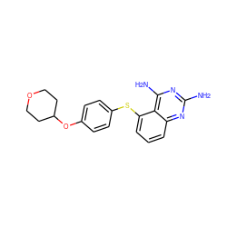 Nc1nc(N)c2c(Sc3ccc(OC4CCOCC4)cc3)cccc2n1 ZINC000013743225