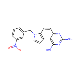 Nc1nc(N)c2c(ccc3c2ccn3Cc2cccc([N+](=O)[O-])c2)n1 ZINC000001578474