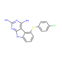 Nc1nc(N)c2c(n1)[nH]c1cccc(Sc3ccc(Cl)cc3)c12 ZINC001772618525