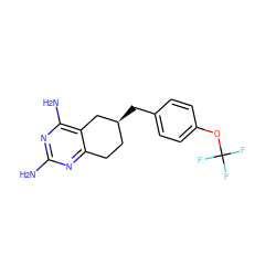 Nc1nc(N)c2c(n1)CC[C@H](Cc1ccc(OC(F)(F)F)cc1)C2 ZINC000003814899