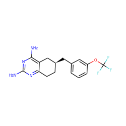 Nc1nc(N)c2c(n1)CC[C@H](Cc1cccc(OC(F)(F)F)c1)C2 ZINC000003814898