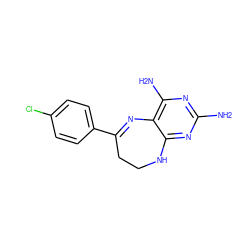 Nc1nc(N)c2c(n1)NCCC(c1ccc(Cl)cc1)=N2 ZINC000029049565