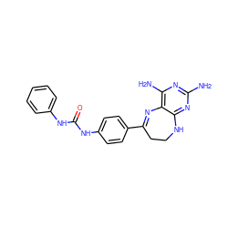 Nc1nc(N)c2c(n1)NCCC(c1ccc(NC(=O)Nc3ccccc3)cc1)=N2 ZINC000029049399