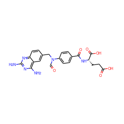 Nc1nc(N)c2cc(CN(C=O)c3ccc(C(=O)N[C@@H](CCC(=O)O)C(=O)O)cc3)ccc2n1 ZINC000001565332