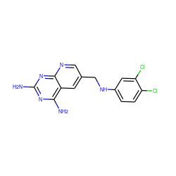 Nc1nc(N)c2cc(CNc3ccc(Cl)c(Cl)c3)cnc2n1 ZINC000013529608