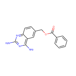 Nc1nc(N)c2cc(COC(=O)c3ccccc3)ccc2n1 ZINC000005974473