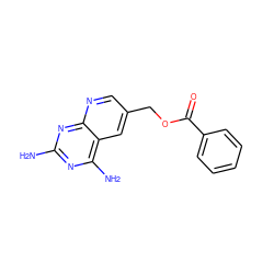 Nc1nc(N)c2cc(COC(=O)c3ccccc3)cnc2n1 ZINC000005974472