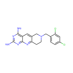 Nc1nc(N)c2cc3c(nc2n1)CCN(Cc1ccc(Cl)cc1Cl)C3 ZINC000013492108