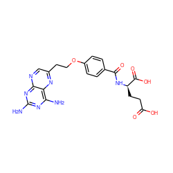 Nc1nc(N)c2nc(CCOc3ccc(C(=O)N[C@H](CCC(=O)O)C(=O)O)cc3)cnc2n1 ZINC000001573354