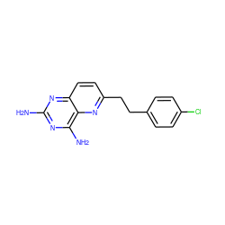 Nc1nc(N)c2nc(CCc3ccc(Cl)cc3)ccc2n1 ZINC001772644460