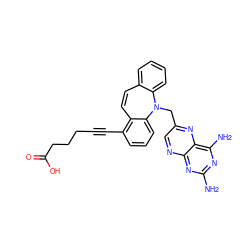 Nc1nc(N)c2nc(CN3c4ccccc4C=Cc4c(C#CCCCC(=O)O)cccc43)cnc2n1 ZINC000028465278