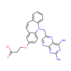 Nc1nc(N)c2nc(CN3c4ccccc4C=Cc4cc(OCCC(=O)O)ccc43)cnc2n1 ZINC000013560819