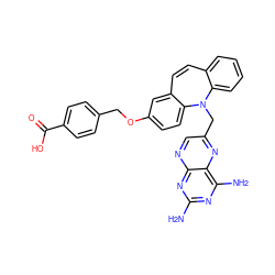 Nc1nc(N)c2nc(CN3c4ccccc4C=Cc4cc(OCc5ccc(C(=O)O)cc5)ccc43)cnc2n1 ZINC000003820329