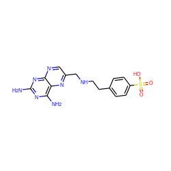 Nc1nc(N)c2nc(CNCCc3ccc(S(=O)(=O)O)cc3)cnc2n1 ZINC000064415764