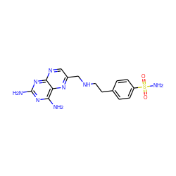 Nc1nc(N)c2nc(CNCCc3ccc(S(N)(=O)=O)cc3)cnc2n1 ZINC000064428868