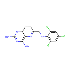 Nc1nc(N)c2nc(CNc3c(Cl)cc(Cl)cc3Cl)ccc2n1 ZINC000005974279