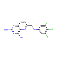 Nc1nc(N)c2nc(CNc3cc(Cl)c(Cl)c(Cl)c3)ccc2n1 ZINC000005974280