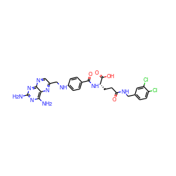 Nc1nc(N)c2nc(CNc3ccc(C(=O)N[C@@H](CCC(=O)NCc4ccc(Cl)c(Cl)c4)C(=O)O)cc3)cnc2n1 ZINC000029405658