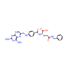 Nc1nc(N)c2nc(CNc3ccc(C(=O)N[C@@H](CCC(=O)NCc4ccccc4)C(=O)O)cc3)cnc2n1 ZINC000029412285