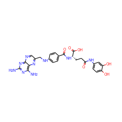 Nc1nc(N)c2nc(CNc3ccc(C(=O)N[C@@H](CCC(=O)Nc4ccc(O)c(O)c4)C(=O)O)cc3)cnc2n1 ZINC000029412545