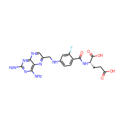 Nc1nc(N)c2nc(CNc3ccc(C(=O)N[C@@H](CCC(=O)O)C(=O)O)c(F)c3)cnc2n1 ZINC000028222475