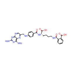 Nc1nc(N)c2nc(CNc3ccc(C(=O)N[C@@H](CCCCNC(=O)c4ccccc4C(=O)O)C(=O)O)cc3)cnc2n1 ZINC000005741751