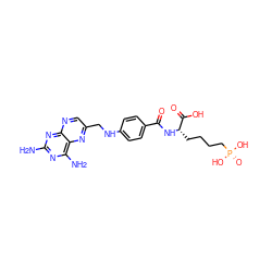 Nc1nc(N)c2nc(CNc3ccc(C(=O)N[C@@H](CCCCP(=O)(O)O)C(=O)O)cc3)cnc2n1 ZINC000028762795