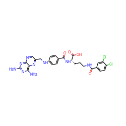 Nc1nc(N)c2nc(CNc3ccc(C(=O)N[C@@H](CCCNC(=O)c4ccc(Cl)c(Cl)c4)C(=O)O)cc3)cnc2n1 ZINC000003913968