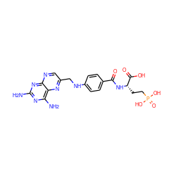 Nc1nc(N)c2nc(CNc3ccc(C(=O)N[C@@H](CCP(=O)(O)O)C(=O)O)cc3)cnc2n1 ZINC000028764057