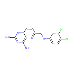 Nc1nc(N)c2nc(CNc3ccc(Cl)c(Cl)c3)ccc2n1 ZINC000003814917