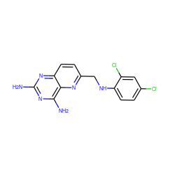 Nc1nc(N)c2nc(CNc3ccc(Cl)cc3Cl)ccc2n1 ZINC000003814913