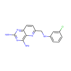 Nc1nc(N)c2nc(CNc3cccc(Cl)c3)ccc2n1 ZINC000003814907